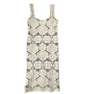 Intimately Free People Sz M/L Crochet Bodycon Tank Dress White Lace Line Stretch